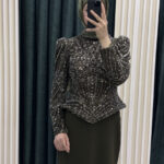 Taş işlemeli balık model abiye