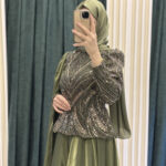 Pelinli taşlı peplum abiye - Görsel 5